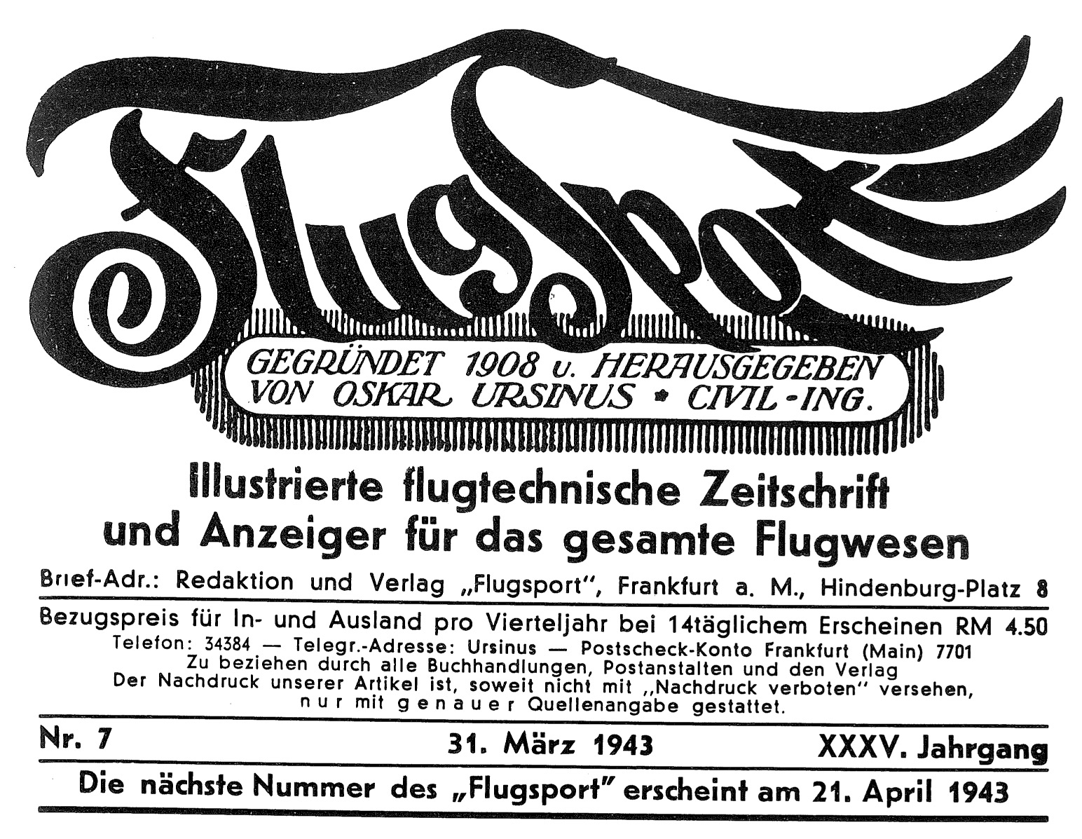 Flugsport 1943 - Heft 7/1943