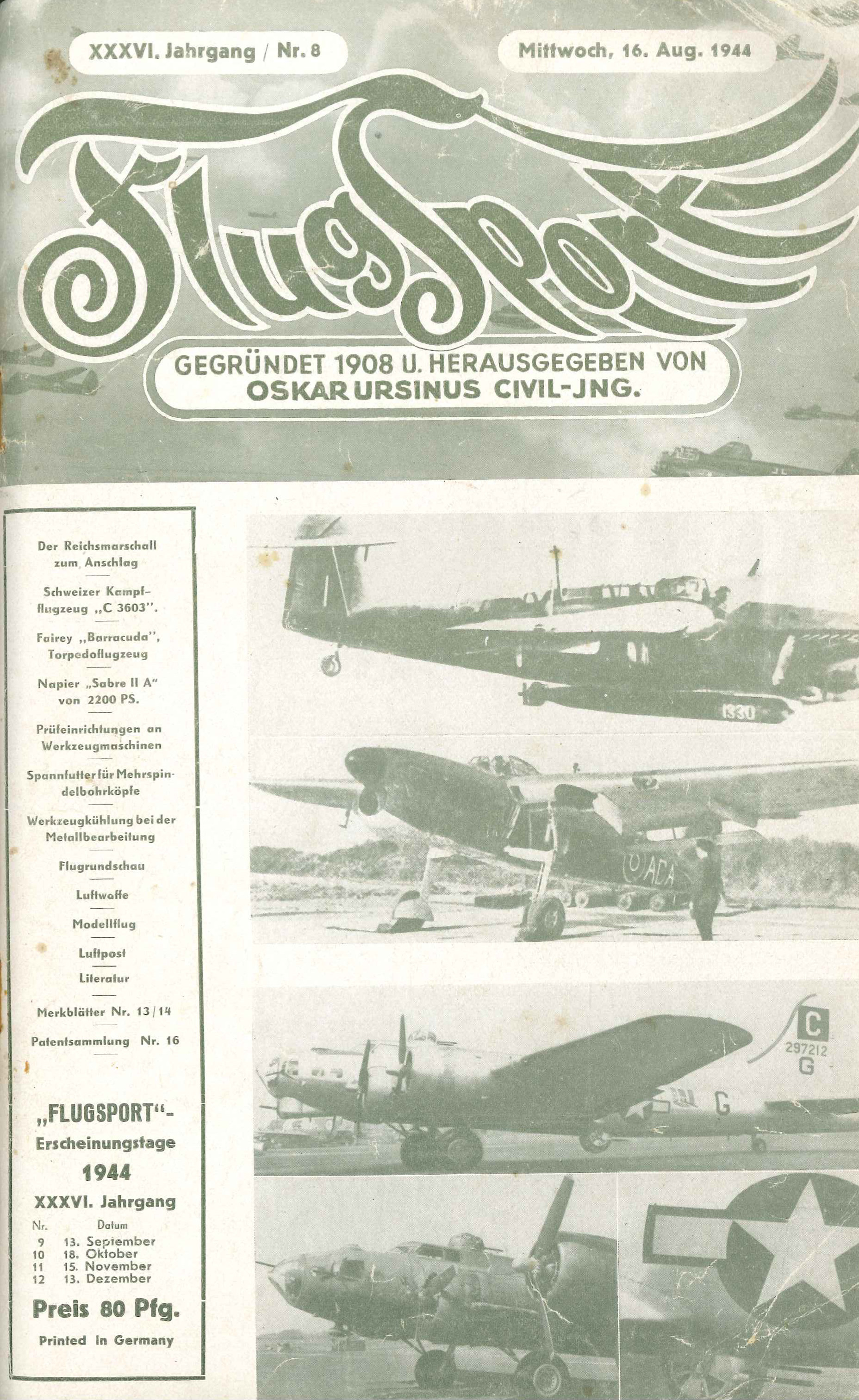 Flugsport 1944 - Heft 8/1944