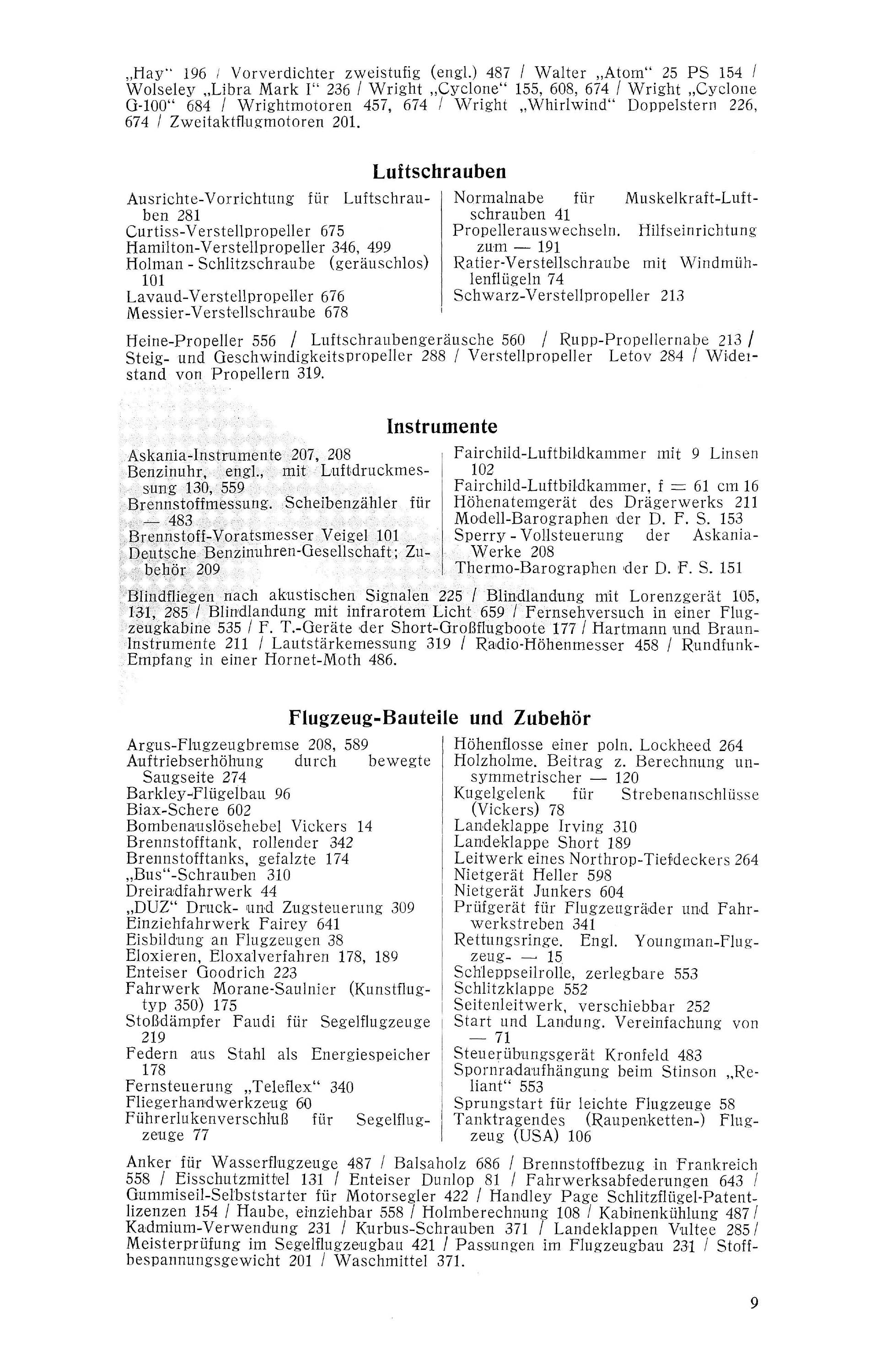 Sachregister und Inhaltsverzeichnis der Zeitschrift Flugsport 1936