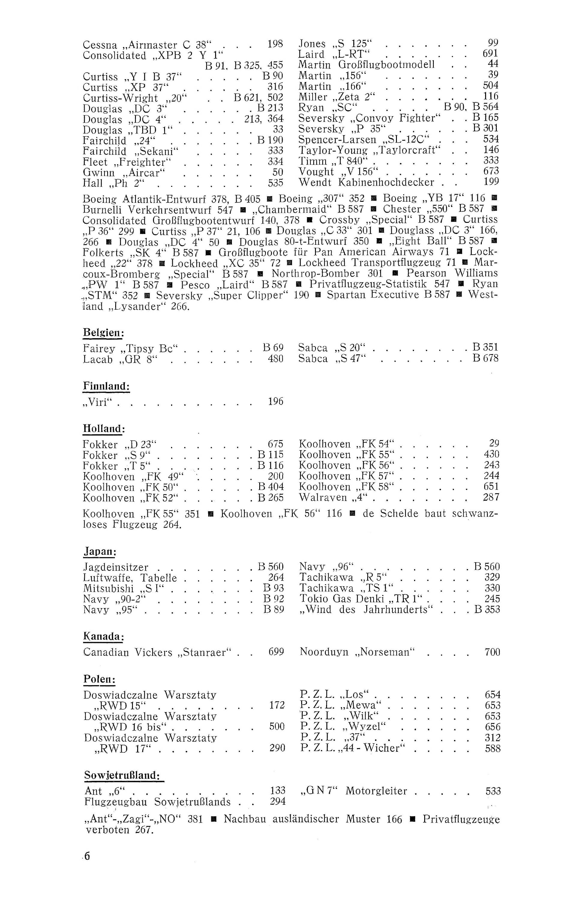 Sachregister und Inhaltsverzeichnis der Zeitschrift Flugsport 1938