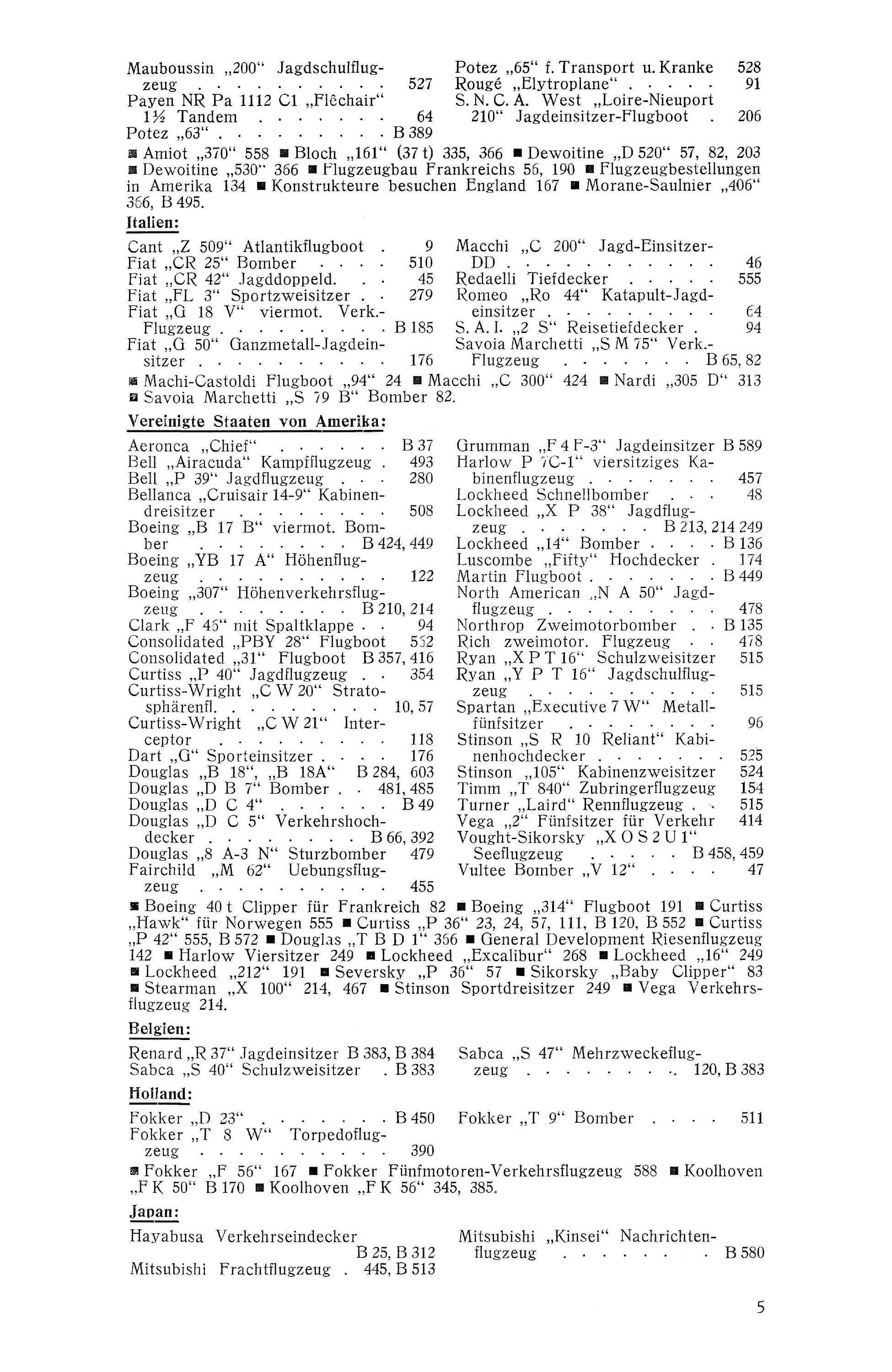 Sachregister und Inhaltsverzeichnis der Zeitschrift Flugsport 1939