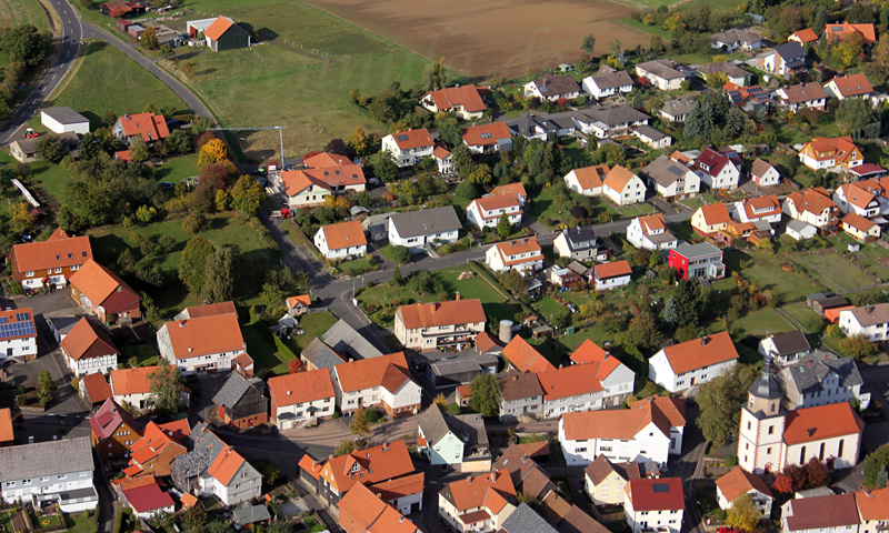 Luftaufnahme von Frischborn, ein Ortsteil von Lauterbach im Vogelsberg