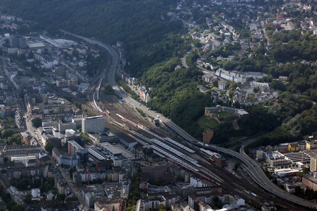 Der Hauptbahnhof von Koblenz aus östlicher Blickrichtung