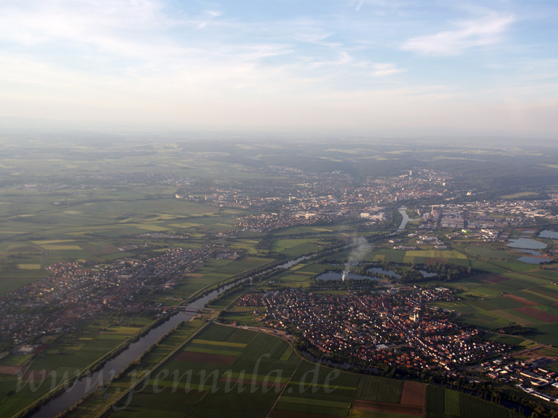 Blick auf Schweinfurt von Süden her kommend