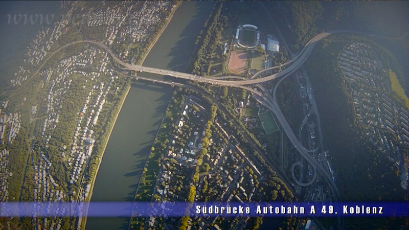 Luftbild Südbrücke Autobahn A49 in Koblenz