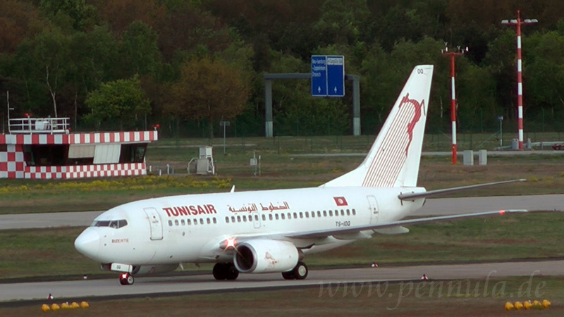 Tunis Air on Taxiway at Frankfurt Airport