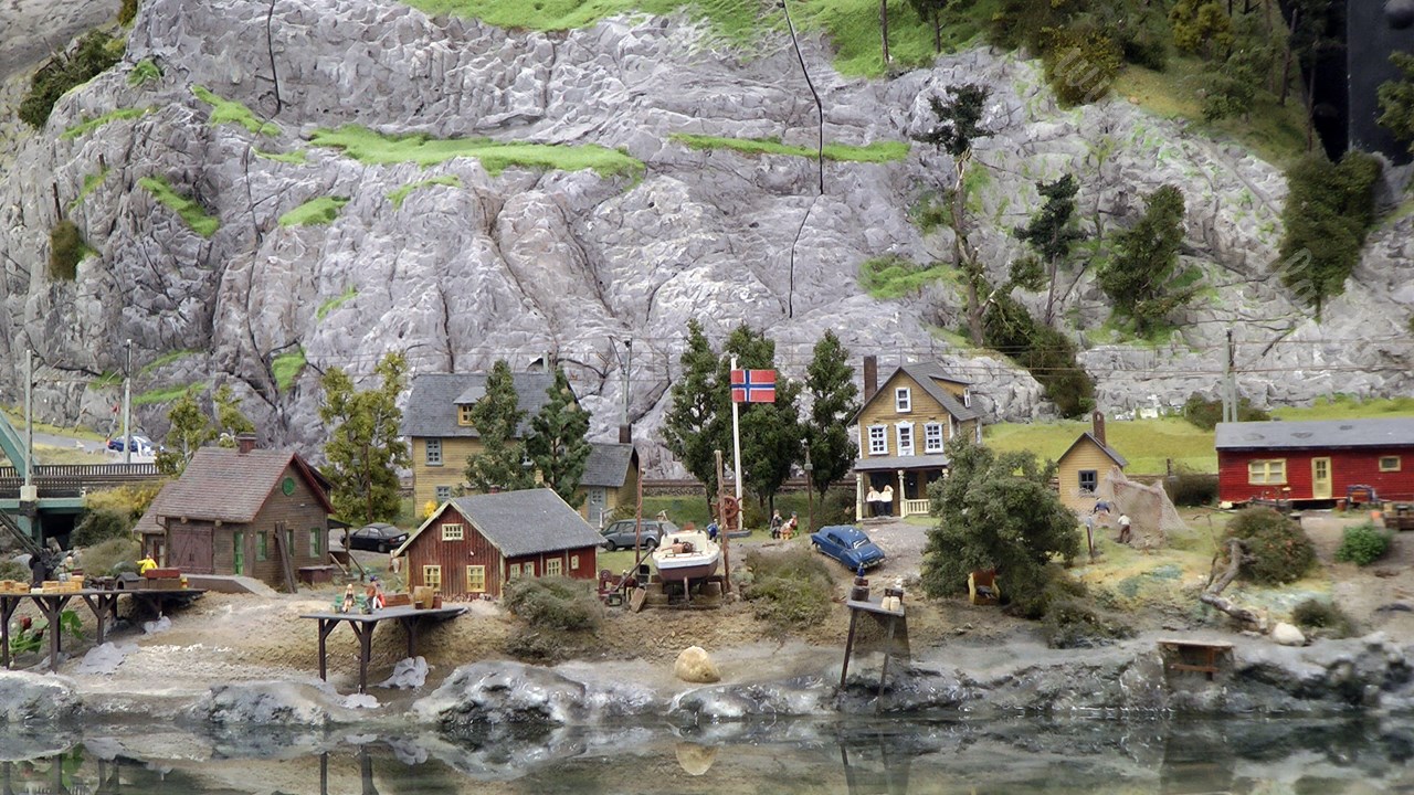 Modellbahn Norwegen mit Hafen von Bergvik und Tromsø im Miniatur Wunderland