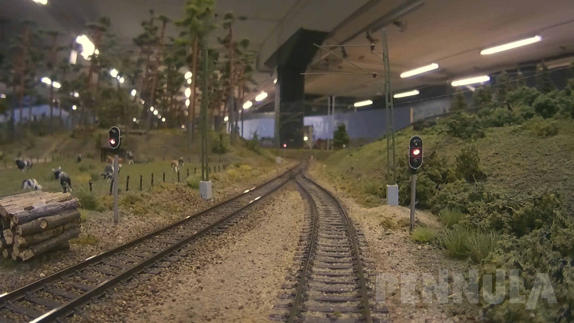 Panorama-Zugfahrt auf einer der größten Modelleisenbahnanlagen in Schweden in Spur H0