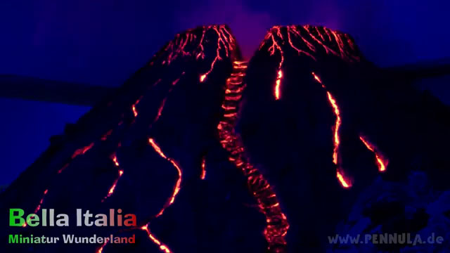 Vesuv Vulkanausbruch im Miniatur Wunderland Abschnitt Italien