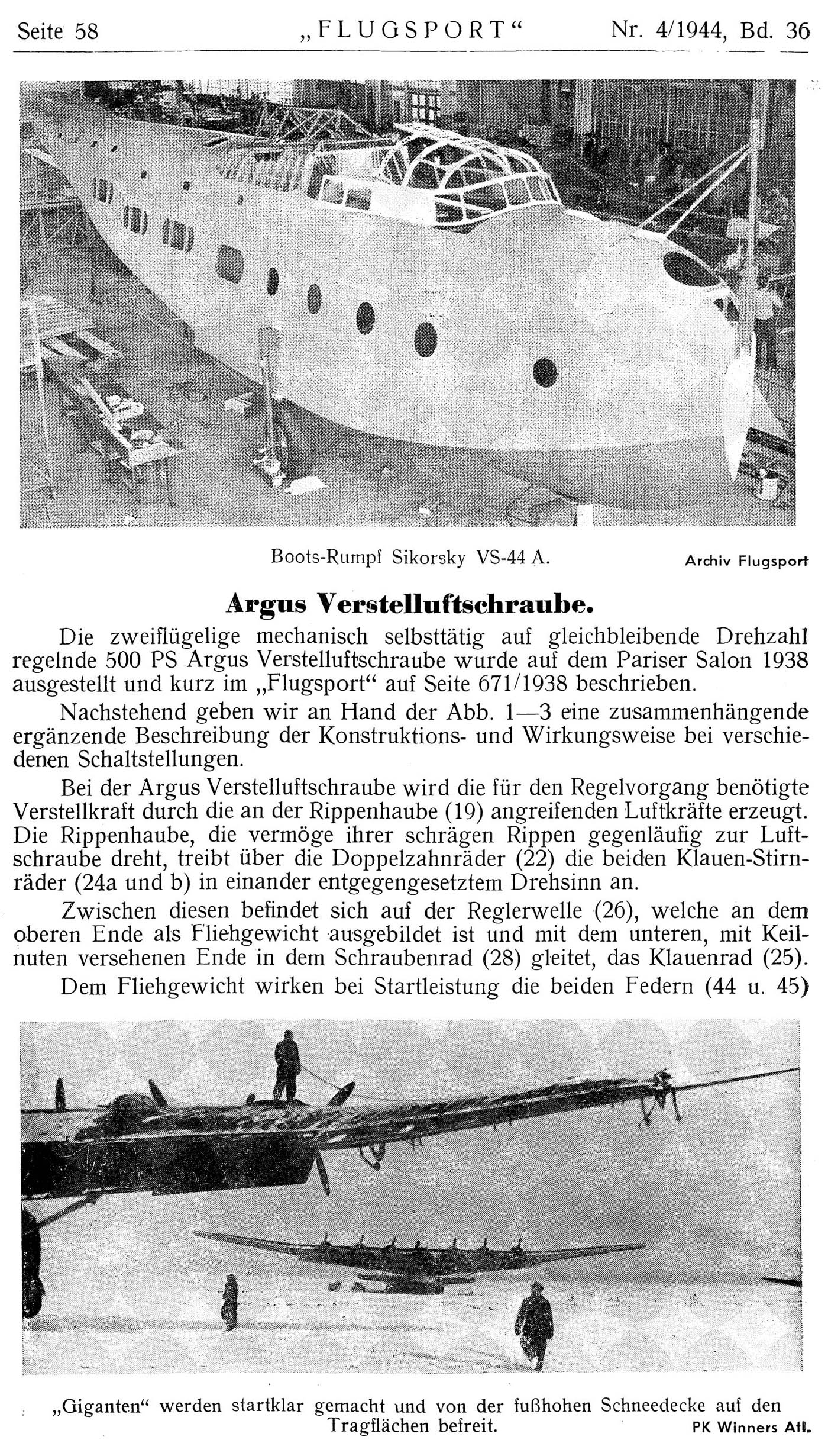 Leseprobe Zeitschrift Flugsport vom 19. April 1944